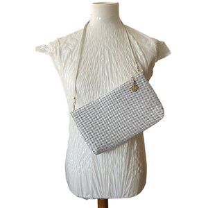 VINTAGE WHITING & DAVIS White Mesh Purse With Adjustable Strap